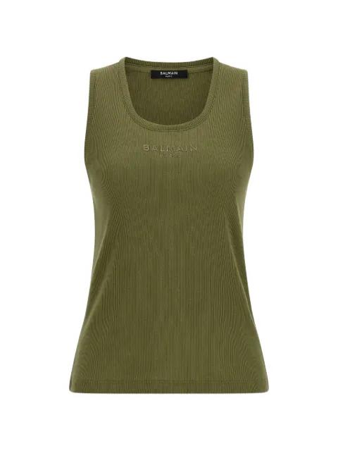 ribbed logo-embroidery tank top by BALMAIN