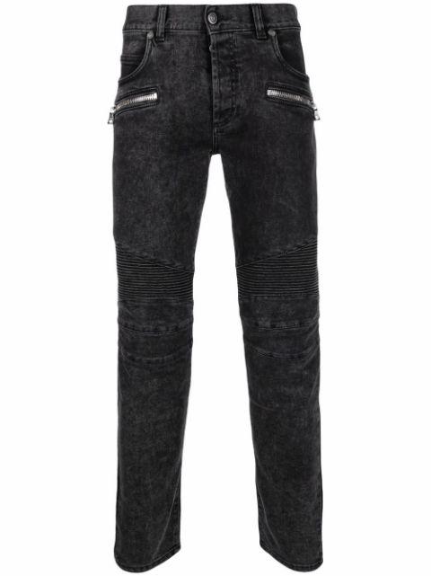 ribbed slim-cut bleached jeans by BALMAIN