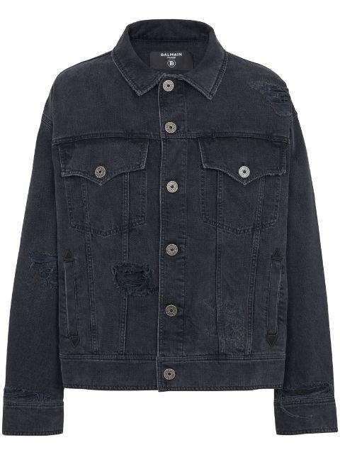 ripped-detail denim jacket by BALMAIN
