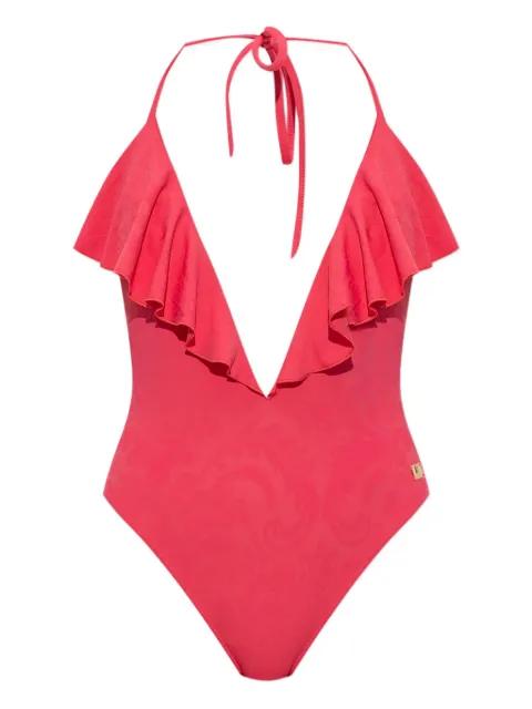 ruffled halter swimsuit by BALMAIN