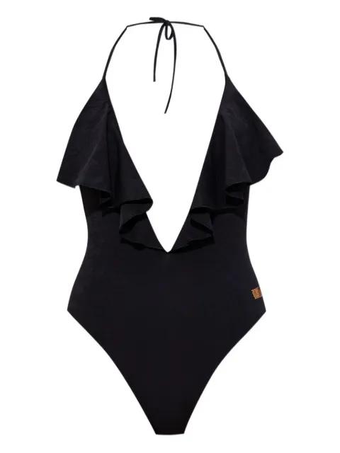 ruffled halterneck swimsuit by BALMAIN