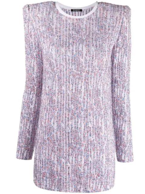 sequin-embellished long-sleeve dress by BALMAIN