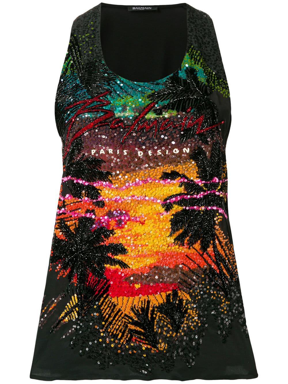 sequin embellished tank top by BALMAIN