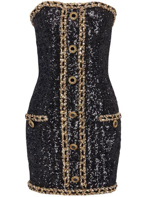 sequin-embellishment bustier minidress by BALMAIN