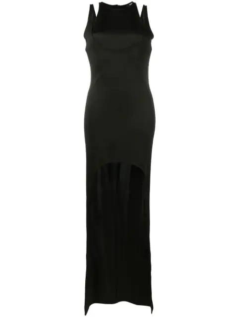 sleeveless layered long dress by BALMAIN