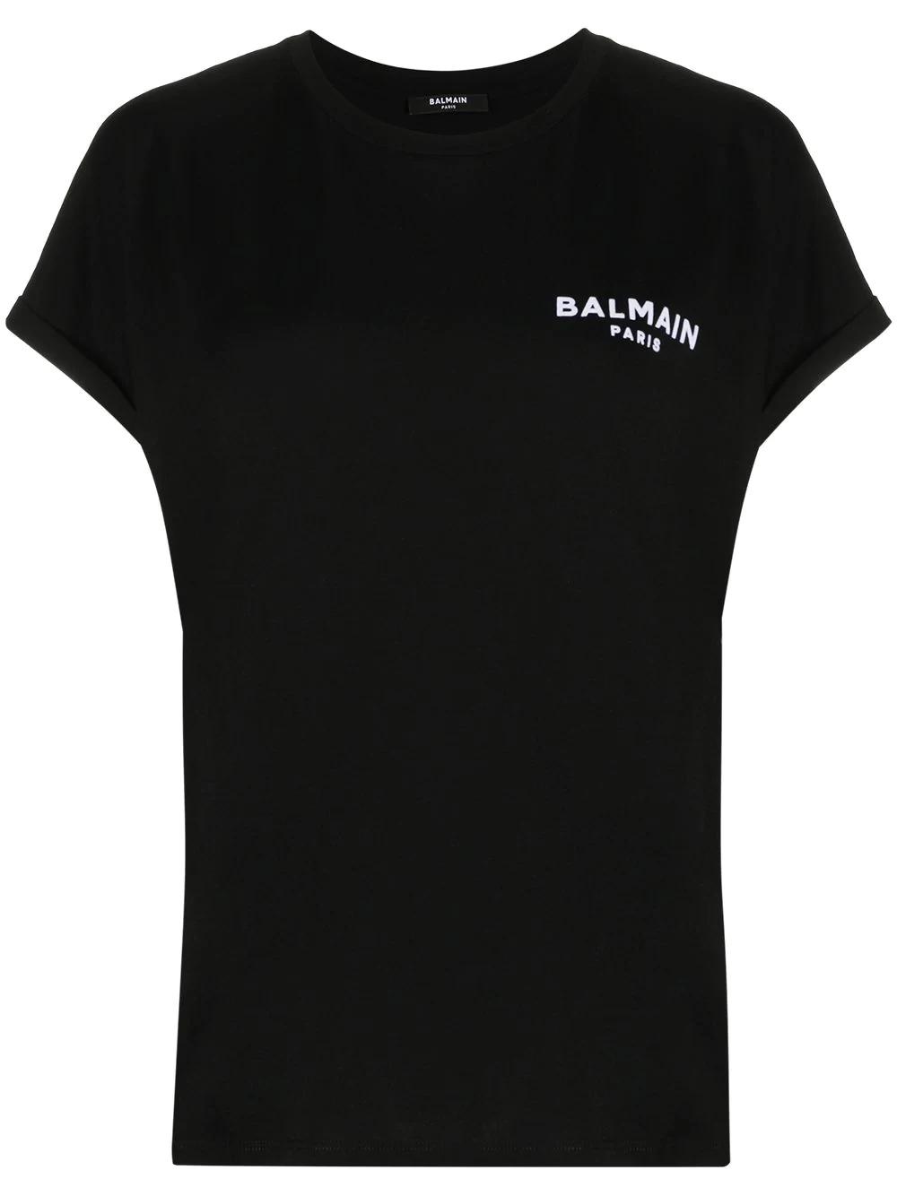 small flocked logo T-shirt by BALMAIN