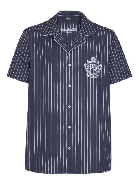 striped embroidered pajama shirt by BALMAIN