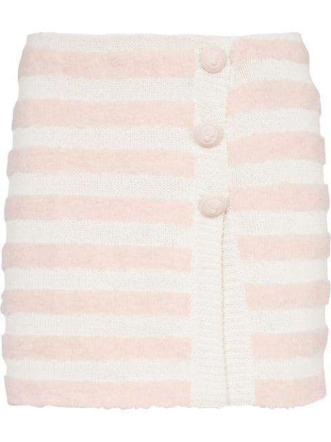 striped knitted button-up skirt by BALMAIN