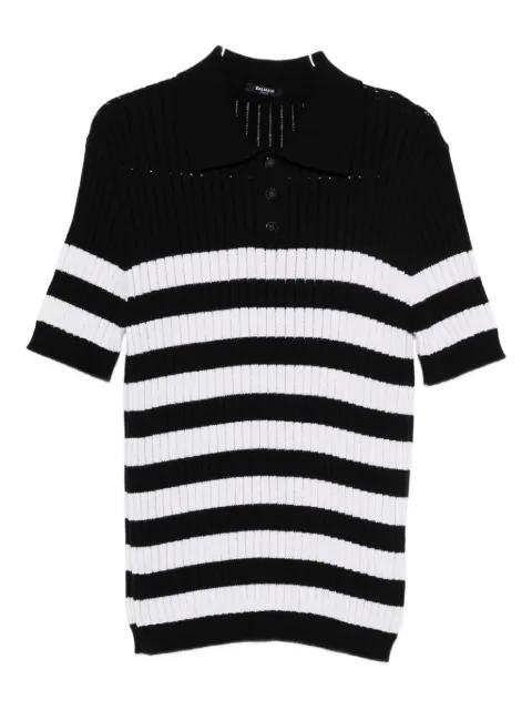 striped-pattern polo shirt by BALMAIN