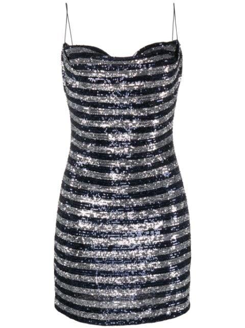 striped sequinned-tulle minidress by BALMAIN