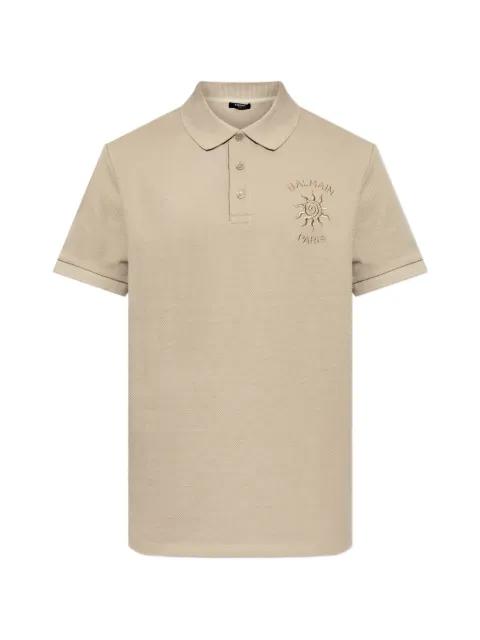 sun-embroidered piqué polo shirt by BALMAIN