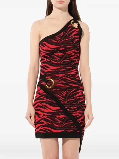 tiger-print one-shoulder dress by BALMAIN