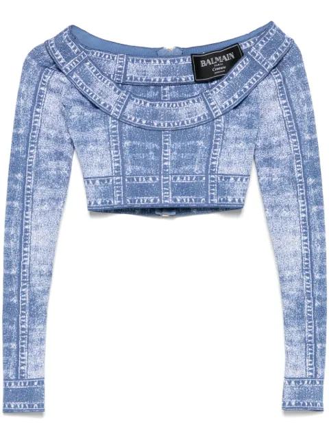 trompe l'oeil-print crop top by BALMAIN