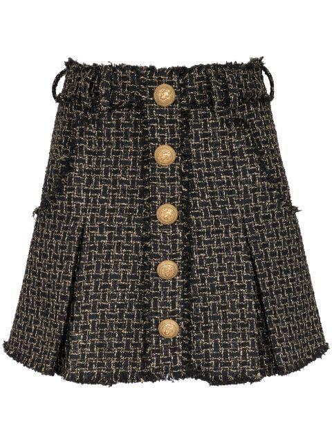 tweed pleated mini skirt by BALMAIN