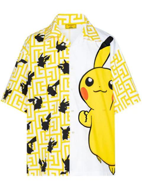 x Pokémon Pikachu-print short sleeve shirt by BALMAIN x Pokémon Pikachu-print short sleeve shirt by BALMAIN