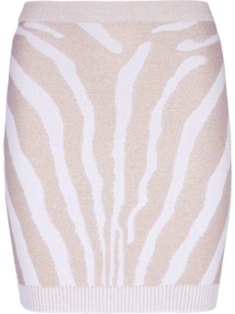 zebra intarsia-knit miniskirt by BALMAIN