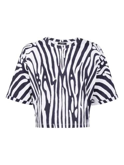 zebra-print cropped t-shirt by BALMAIN
