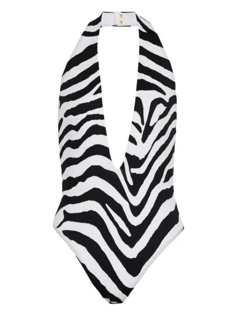 zebra-print swimsuit by BALMAIN