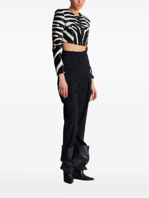 zebra-print zipped jacket by BALMAIN