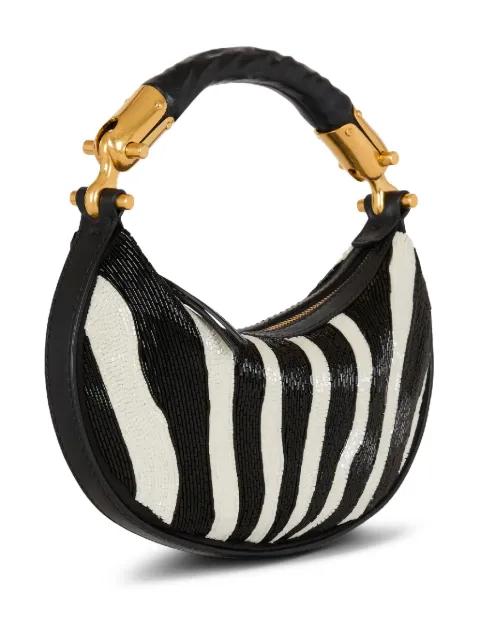 zebra-striped beaded shoulder bag by BALMAIN
