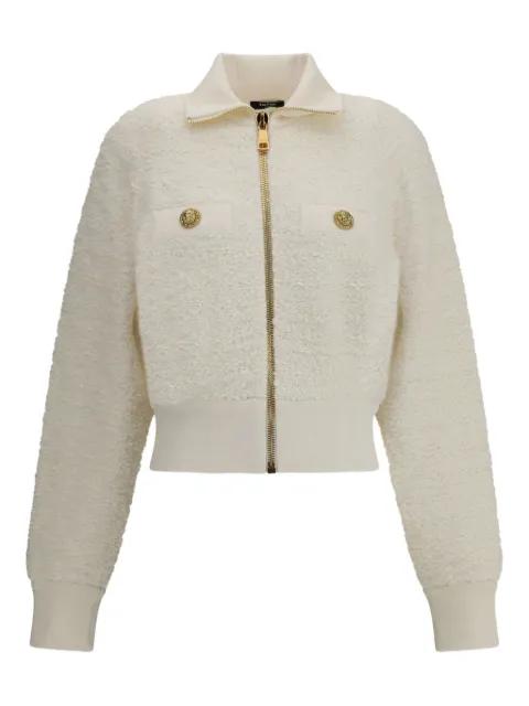zipped tweed bomber by BALMAIN