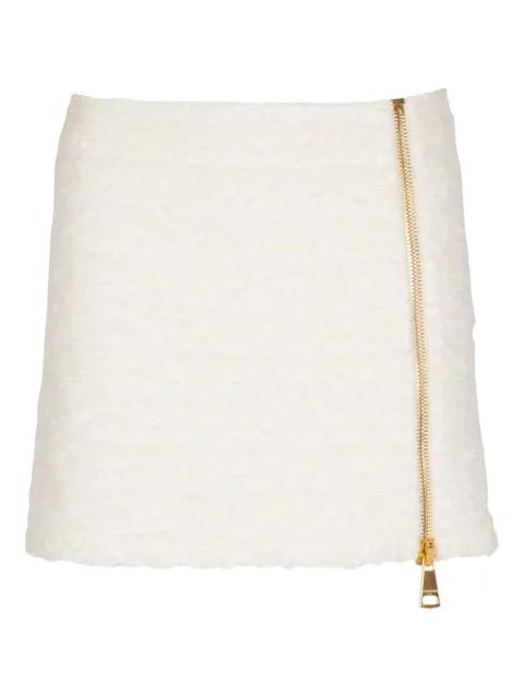 zipped tweed mini skirt by BALMAIN