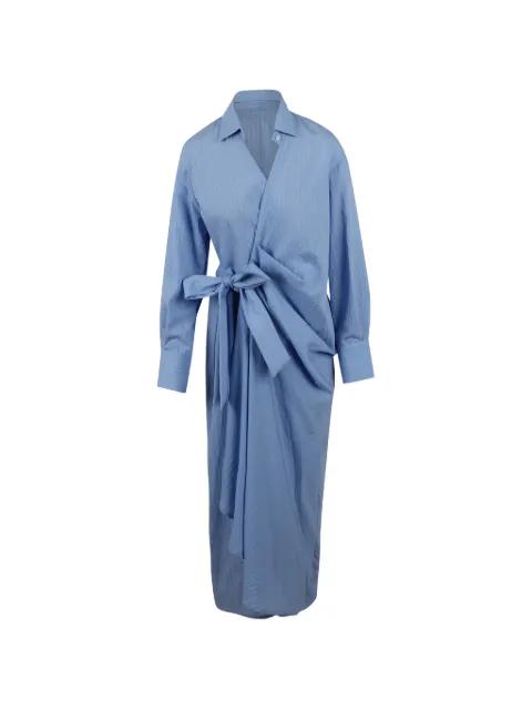 Evelin pinstriped wrap-style dress by BALOSSA