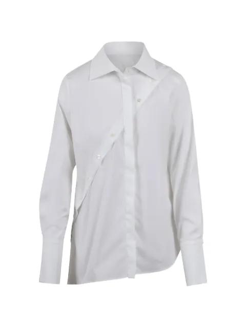 asymmetric-hem button-detail shirt by BALOSSA