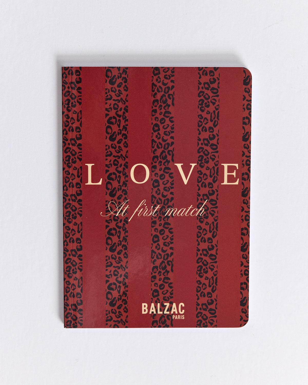 A5 notebook with red and leopard stripes, Love by BALZAC PARIS