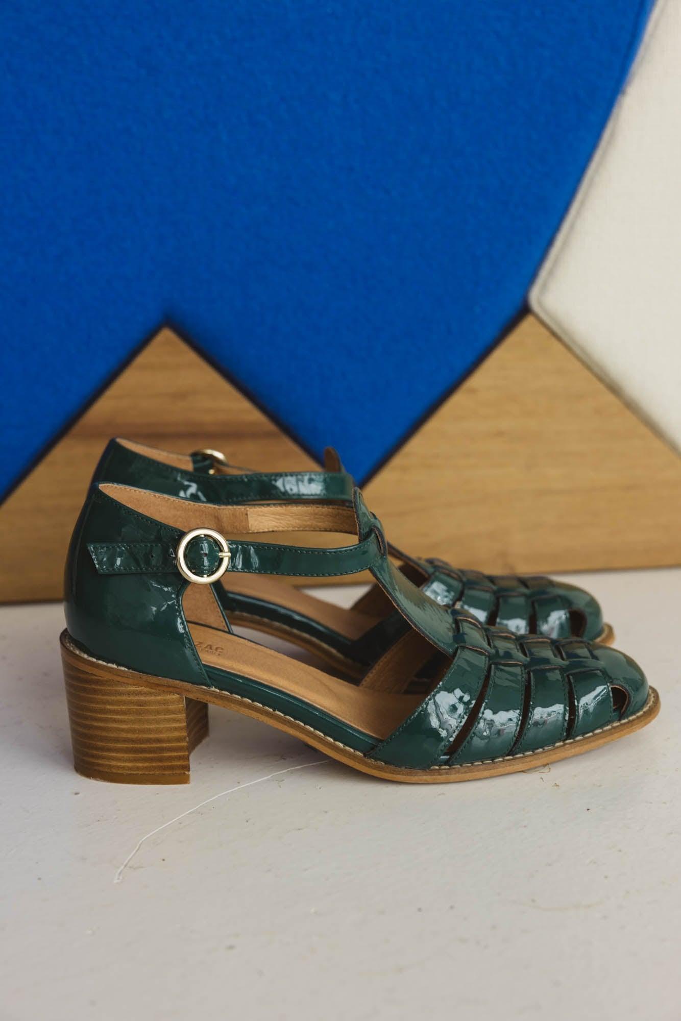 Albane green patent Mary Janes by BALZAC PARIS