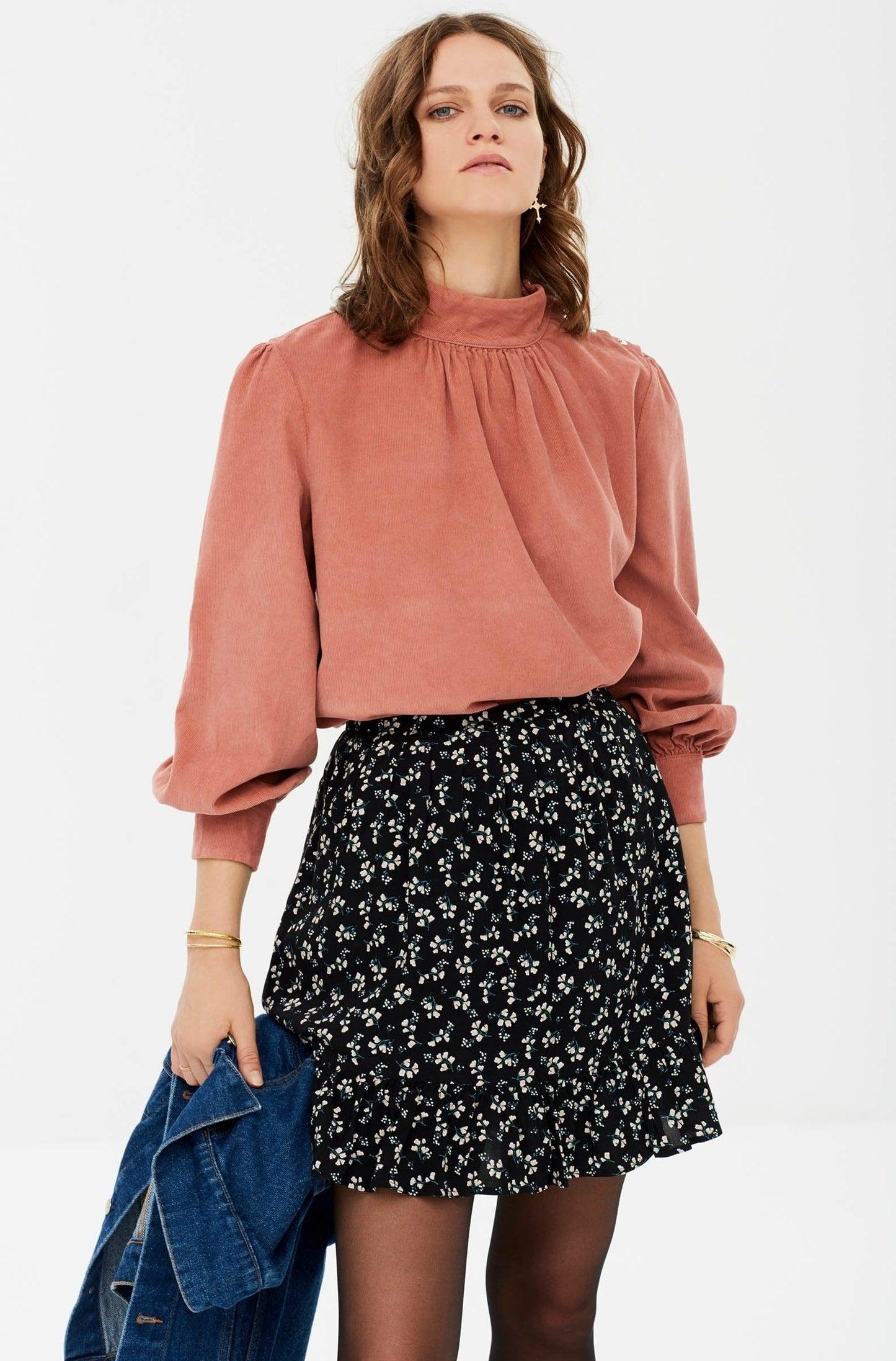 Alexia black skirt with flowers by BALZAC PARIS