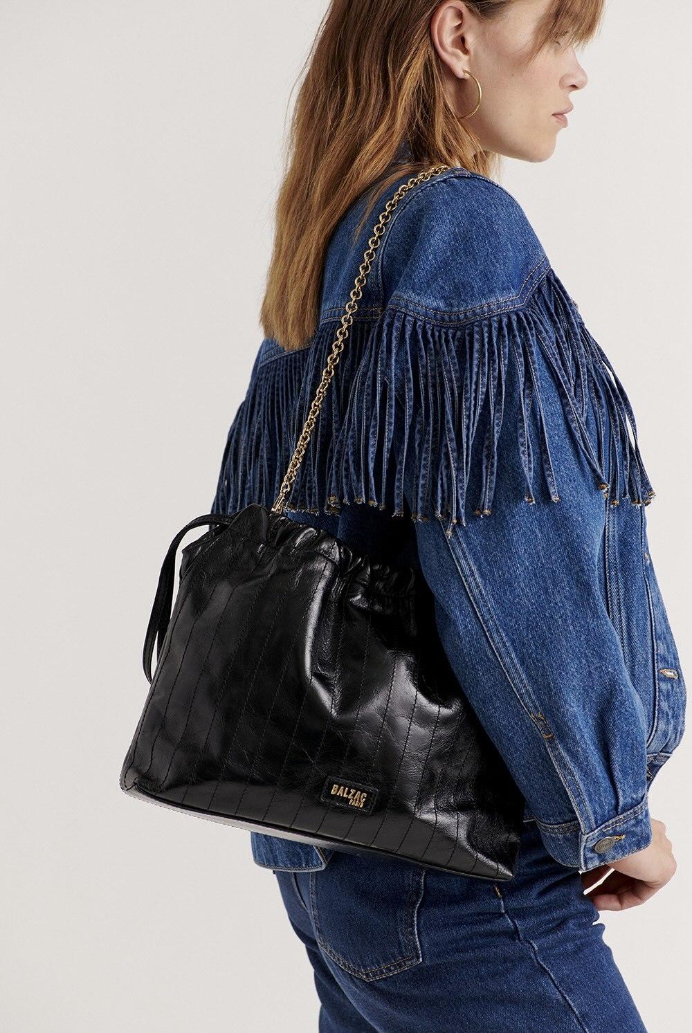 Amaïa black crumpled bag by BALZAC PARIS