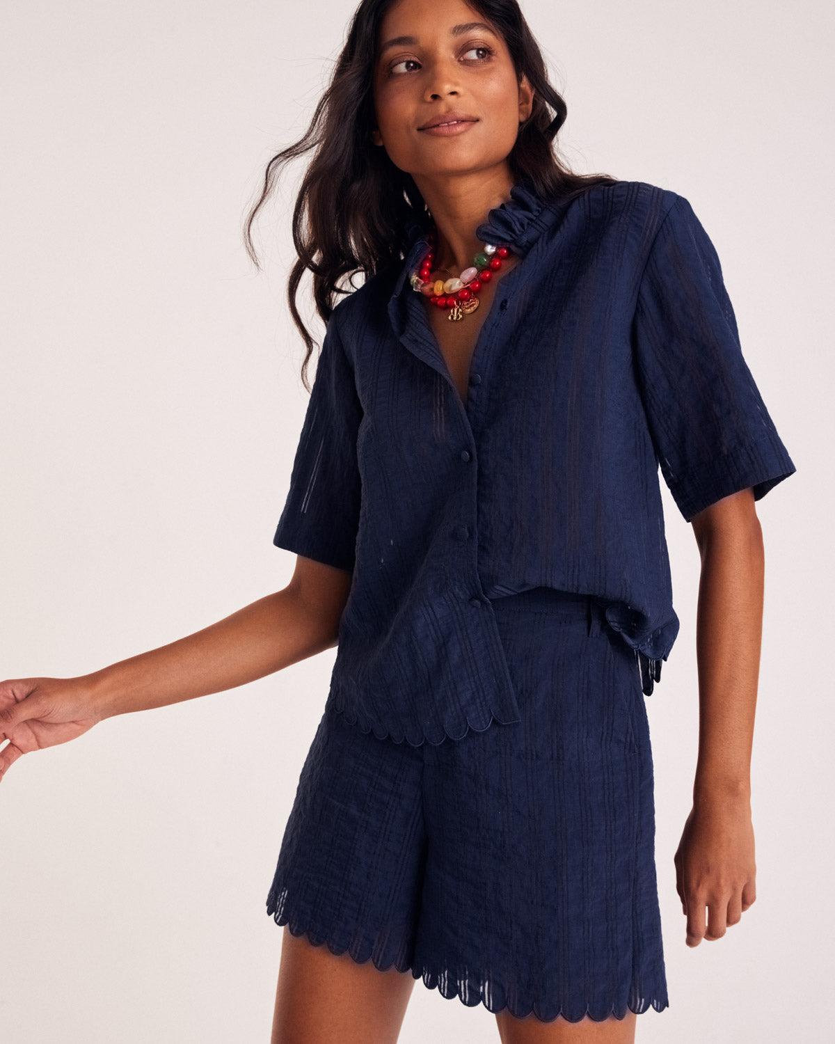 Amato textured navy shirt by BALZAC PARIS