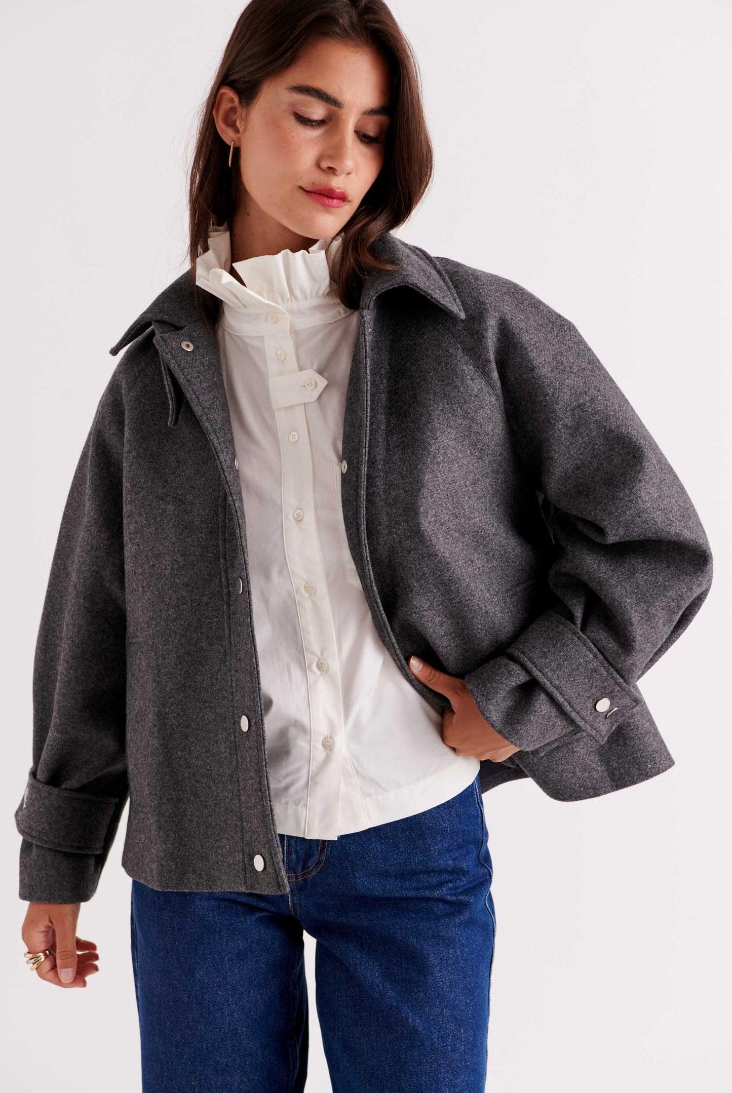 Beauny anthracite grey coat by BALZAC PARIS