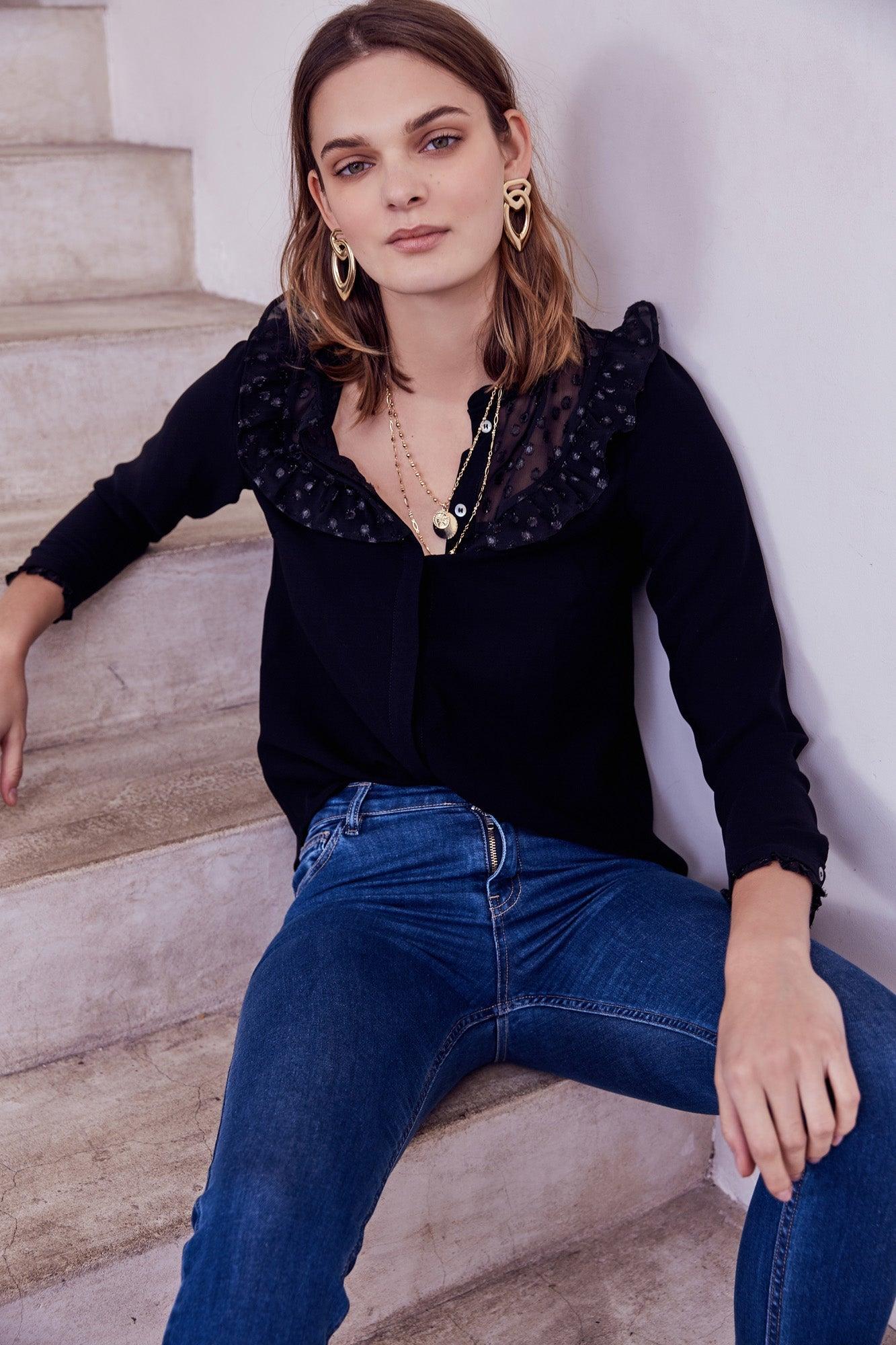 Black Olivia blouse by BALZAC PARIS