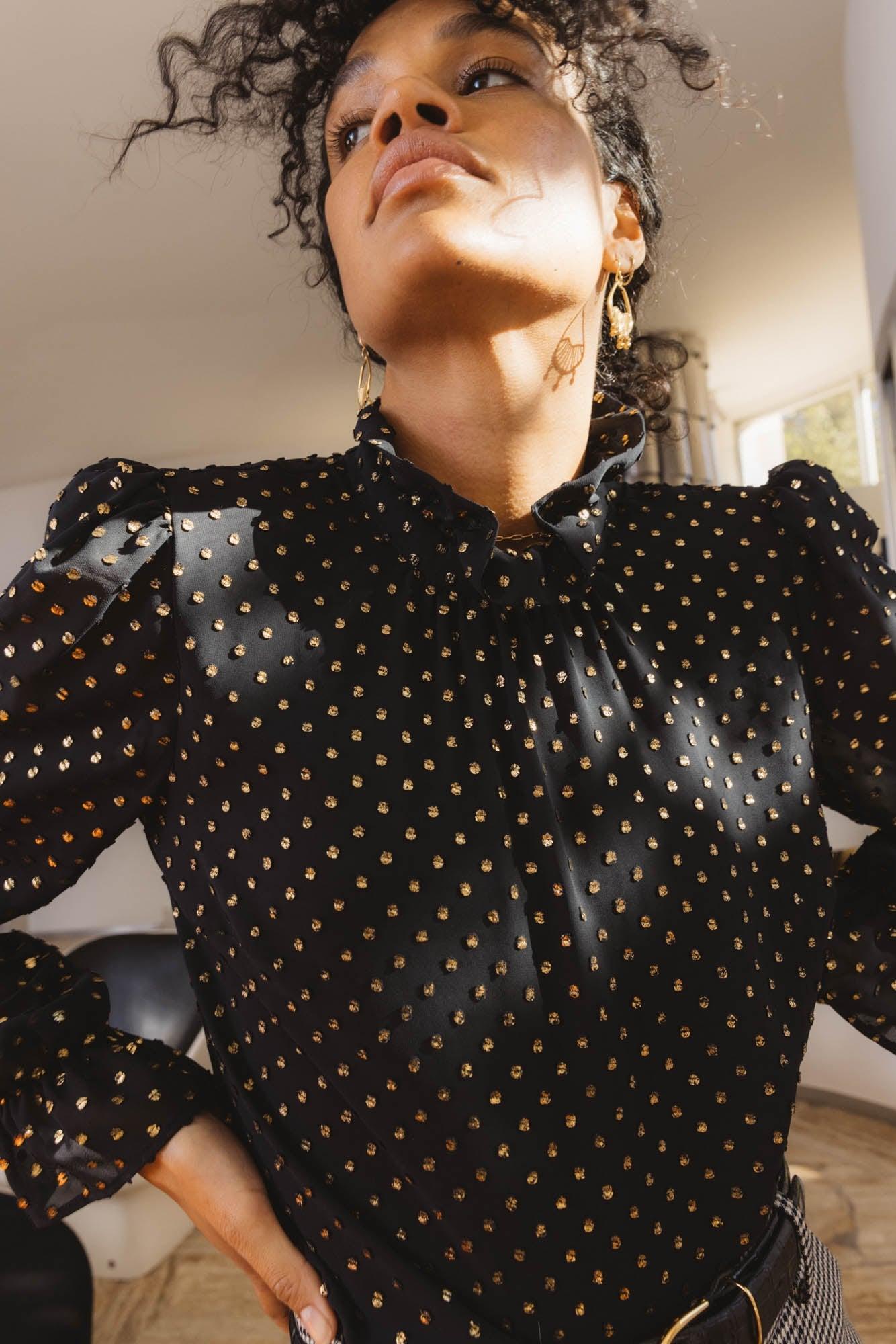Black and gold Floppy blouse by BALZAC PARIS