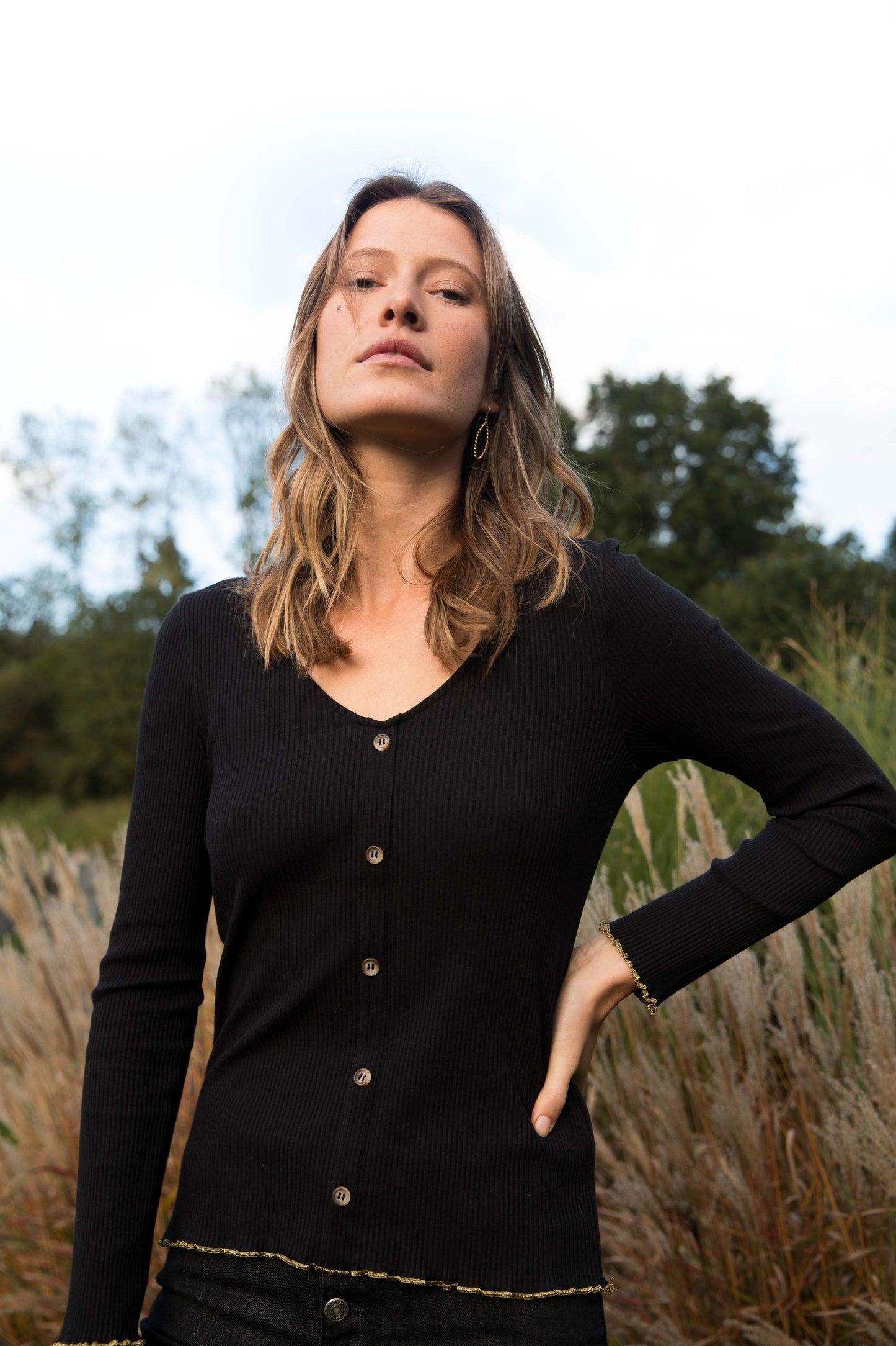 Black and gold Jocelin top by BALZAC PARIS