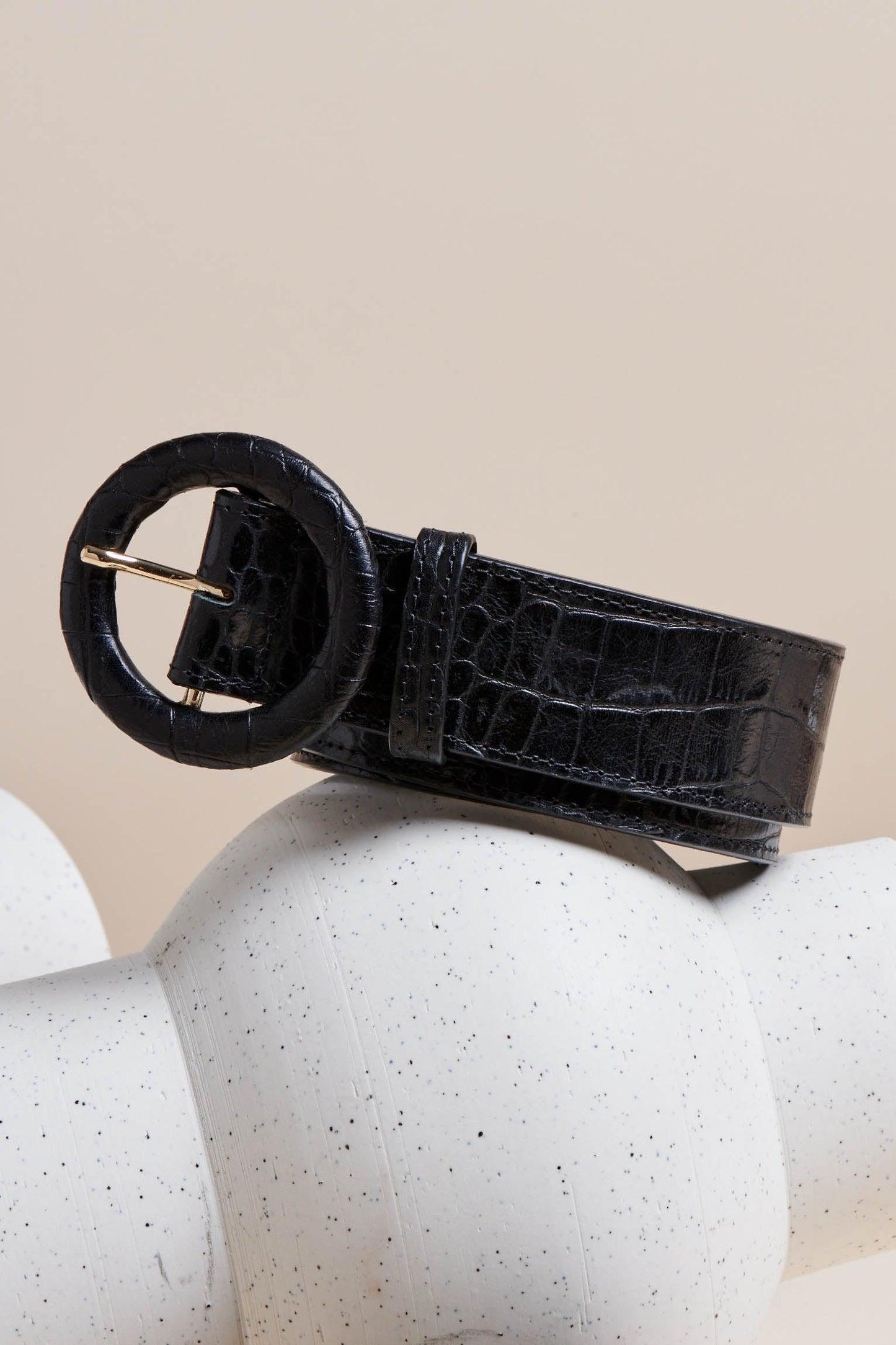 Black crocodile Yacine belt by BALZAC PARIS
