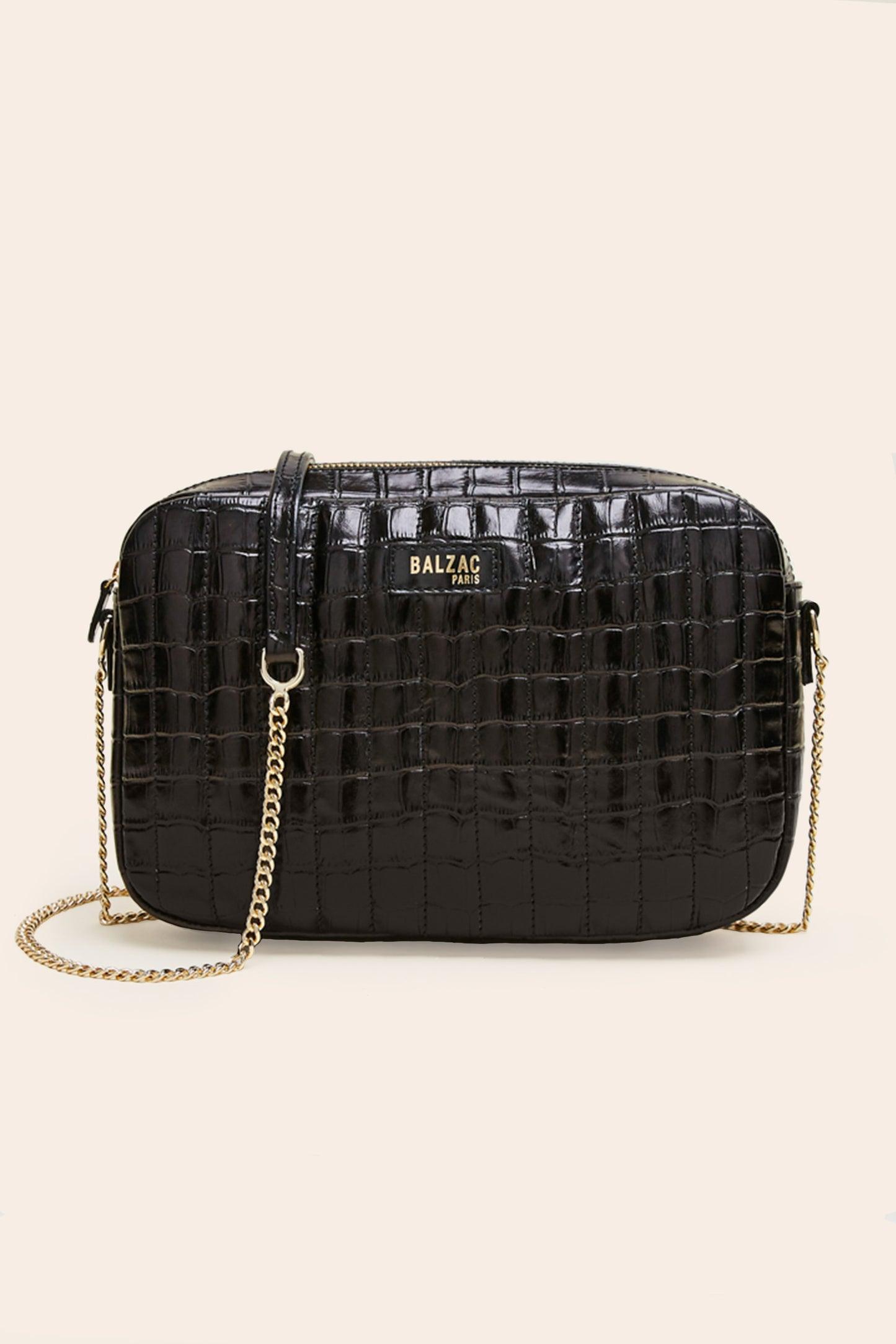 Black embossed Large César bag by BALZAC PARIS