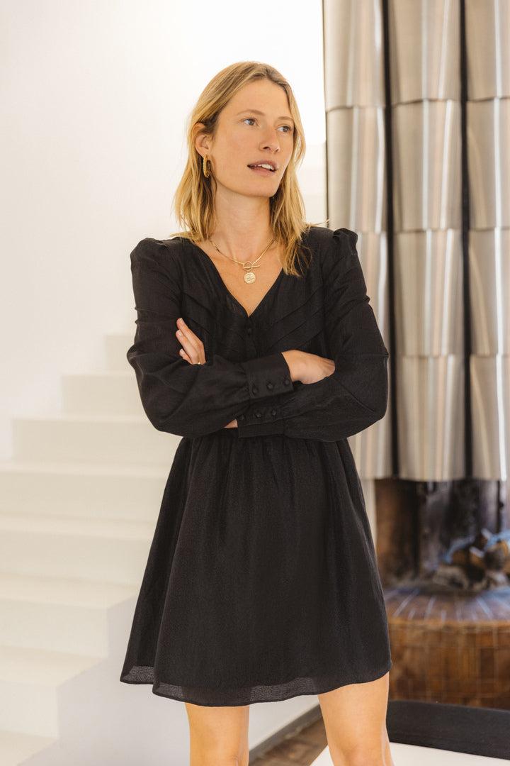 Black jacquard Océane dress by BALZAC PARIS