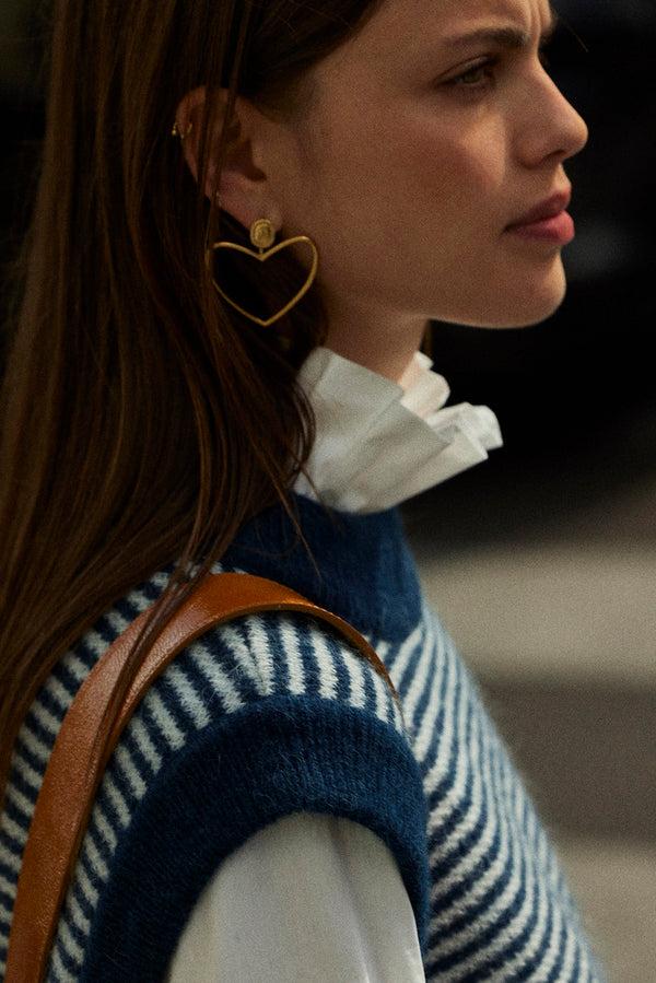 Blue and white striped blason sweater by BALZAC PARIS