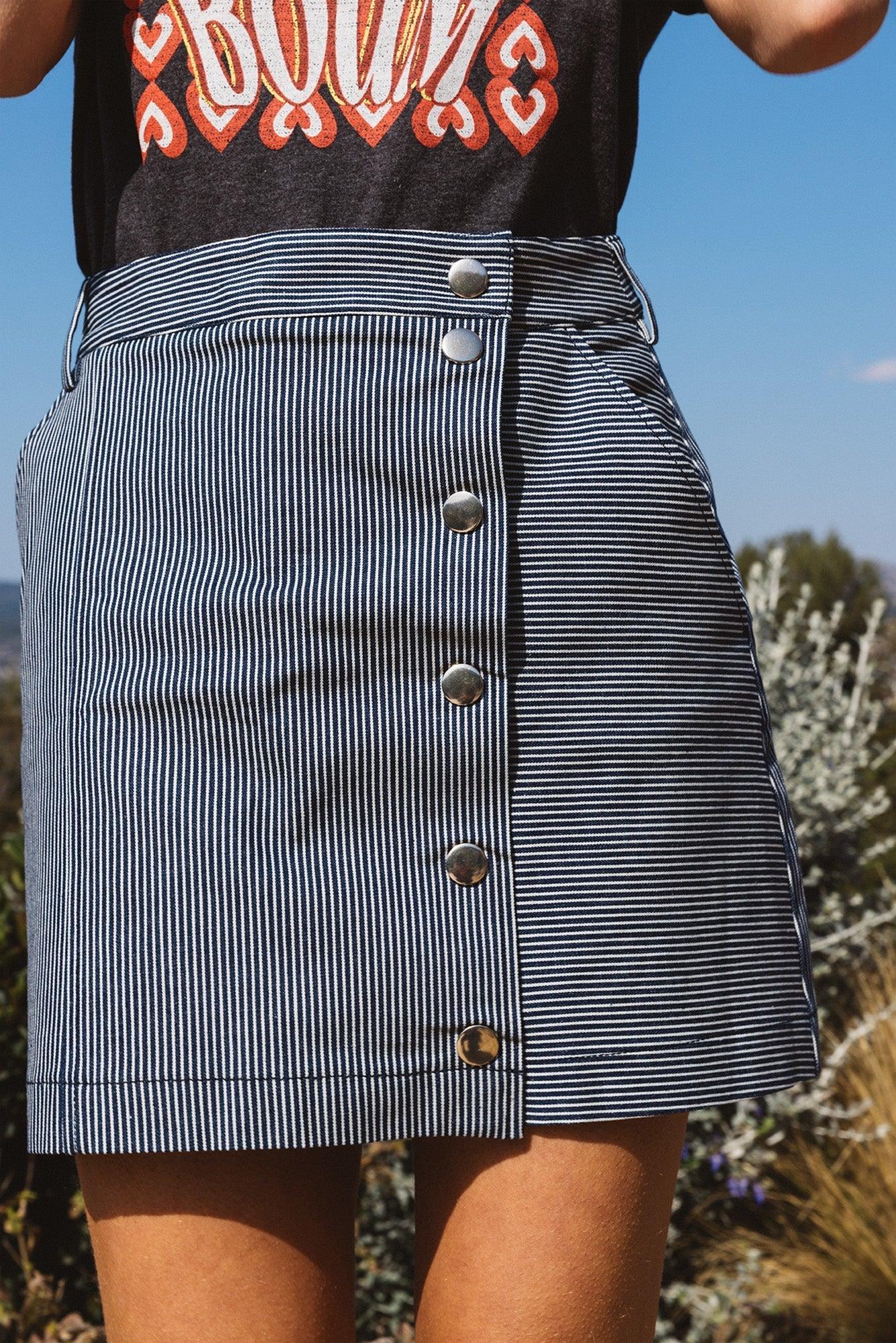 Blue and white striped cruise skirt by BALZAC PARIS