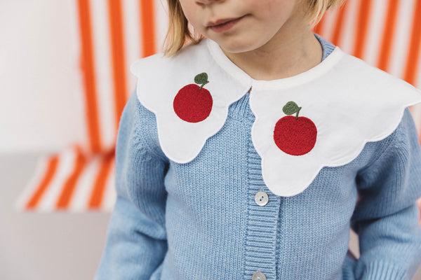 Blue conference collar with apple patterns by BALZAC PARIS