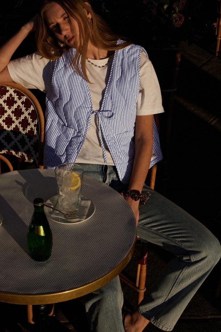 Blue striped Nuance cardigan by BALZAC PARIS