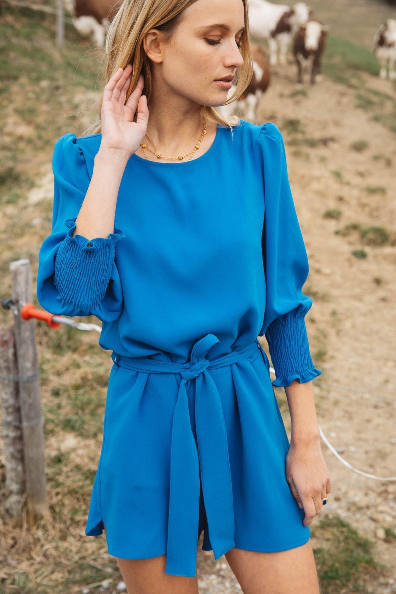 Blueberry blue Chérie jumpsuit by BALZAC PARIS