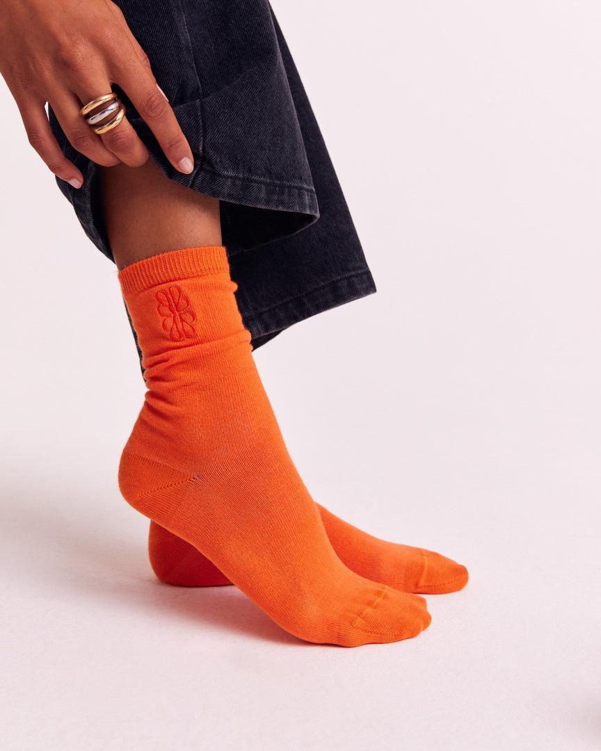Bright Orange Tobby Socks by BALZAC PARIS