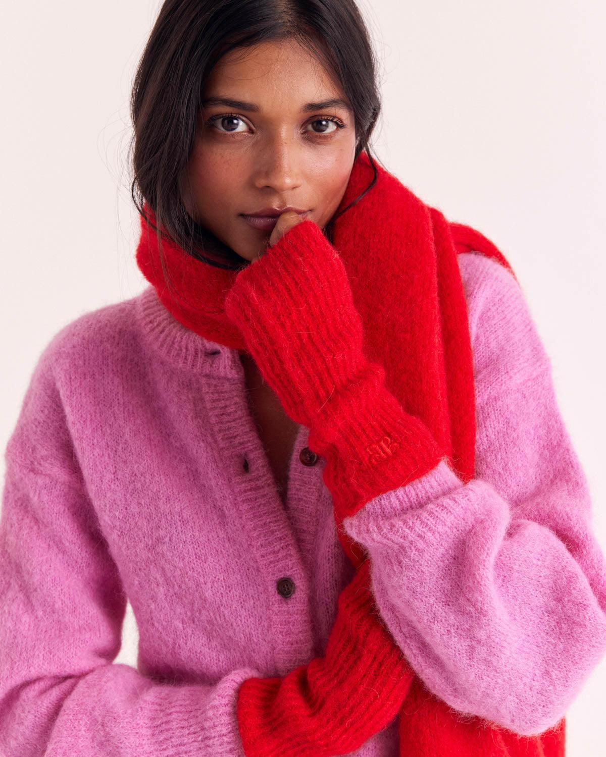 Bright Red Dimitri Mittens by BALZAC PARIS