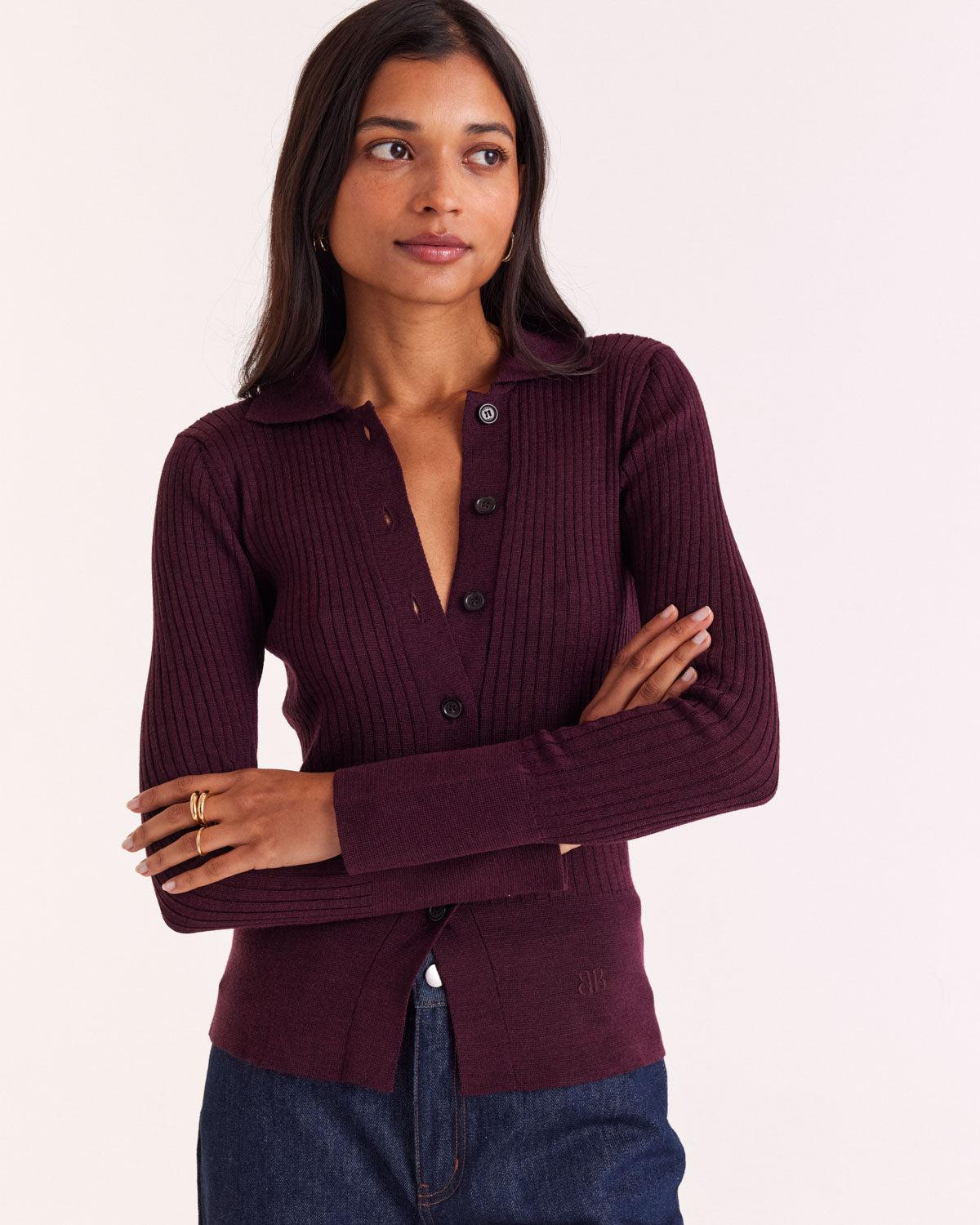 Burgundy Ombeline Cardigan by BALZAC PARIS