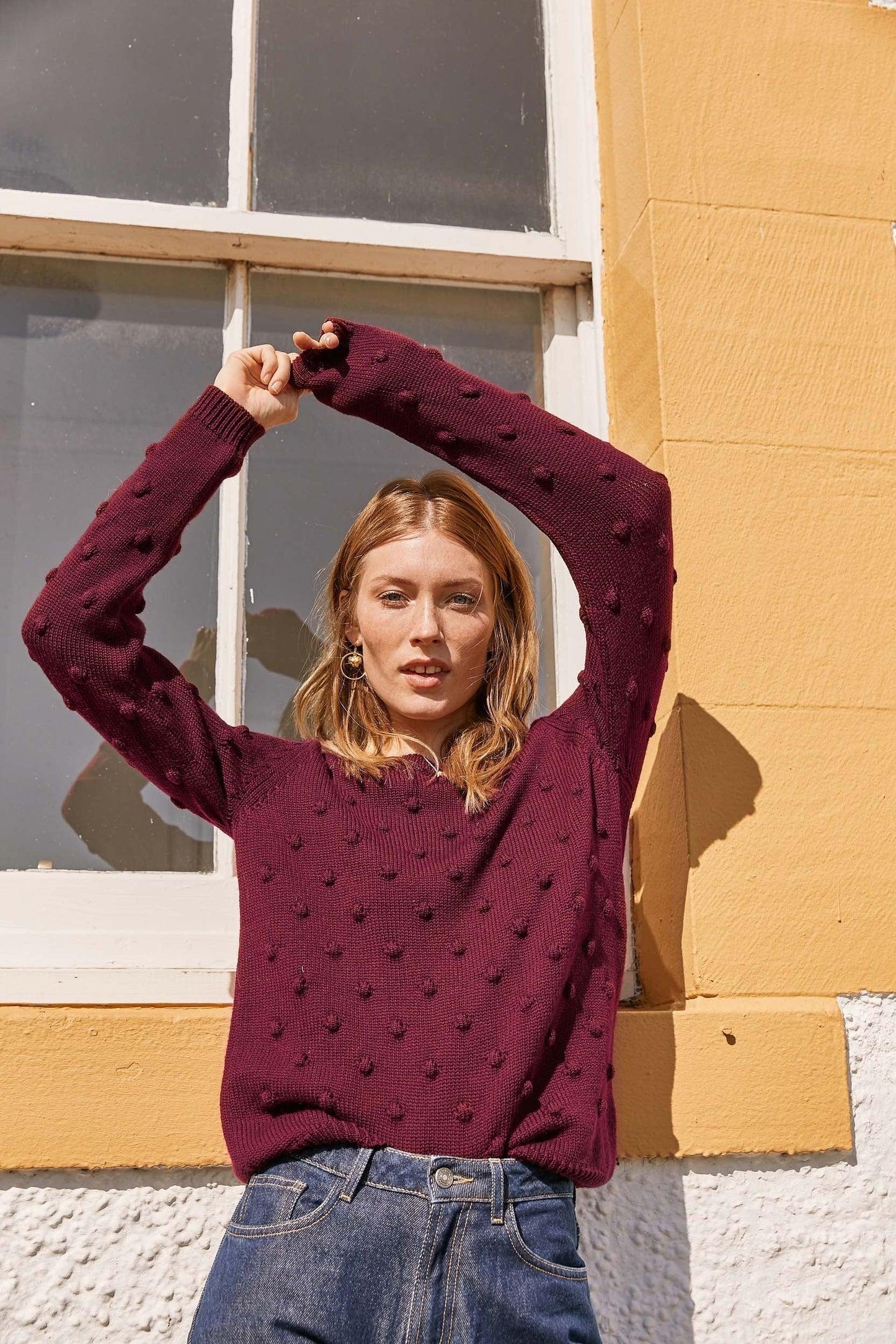 Burgundy Suzette sweater by BALZAC PARIS