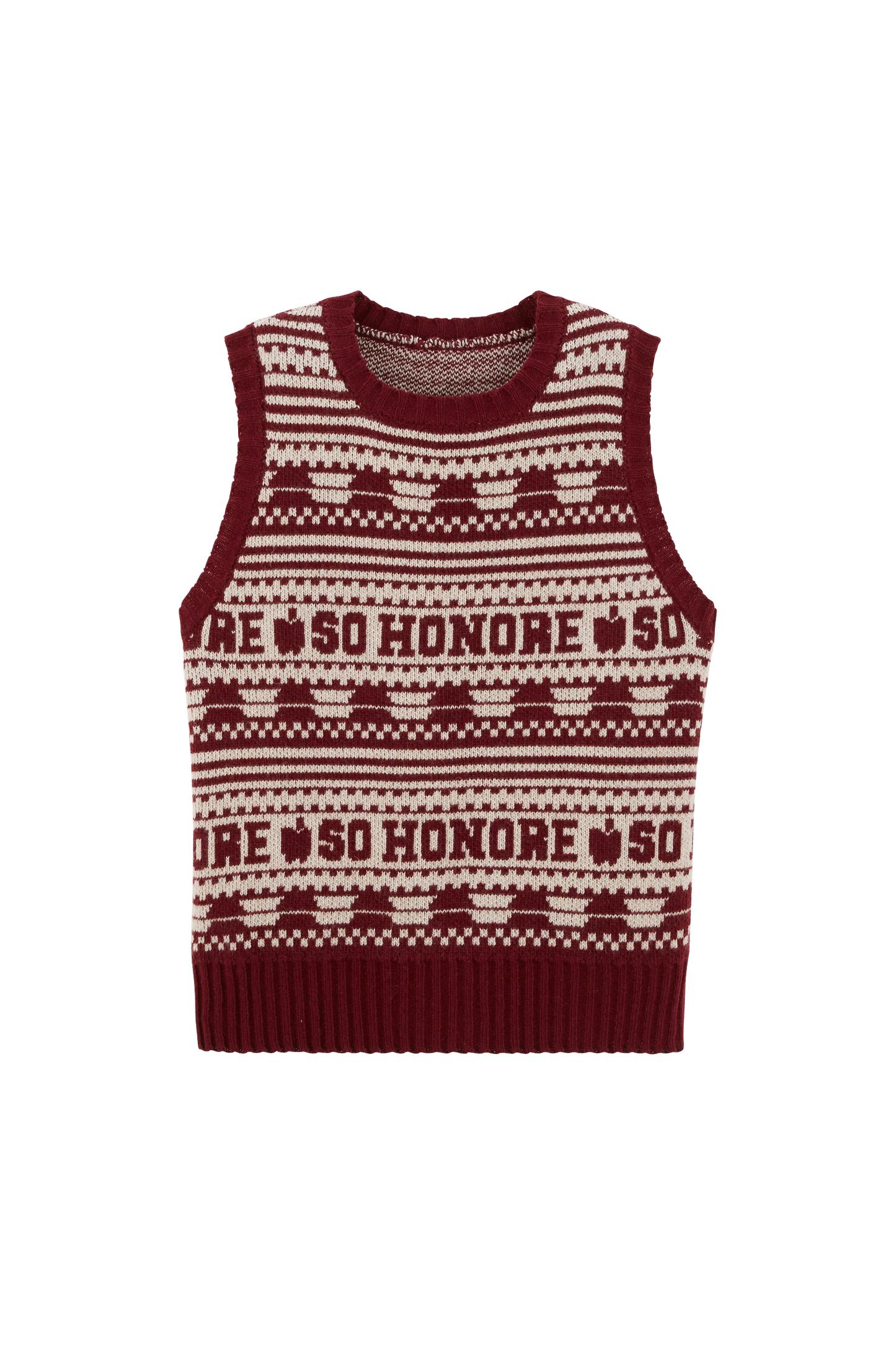 Burgundy and beige Kurt sweater by BALZAC PARIS